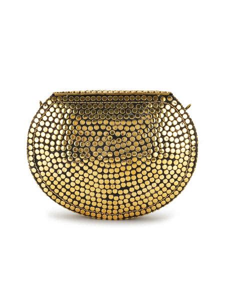 Anekaant Gold & Blue Mosaic Metal Embellished Clutch