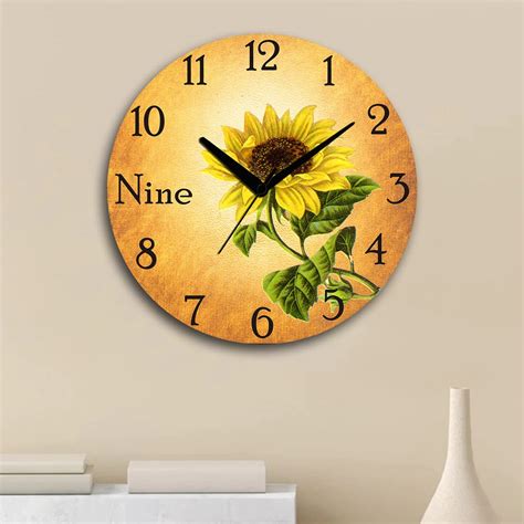 Buy Sunflower Wall Clock, Wall Clock for Living Room, Bedroom, Home ...