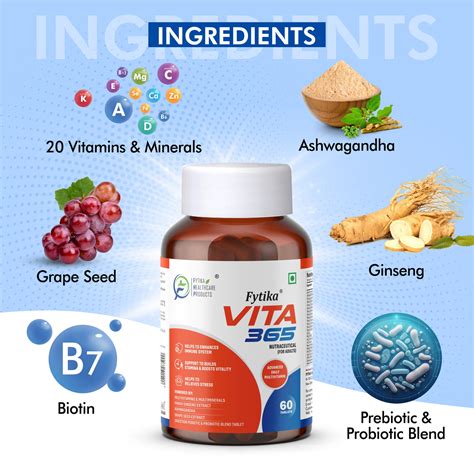 Fytika Vita 365, 3 in 1 Multivitamin - Boosts Energy, Gut Health, Mana ...