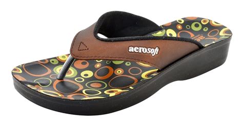 Buy Aerosoft Slippers and Flip Flops for Women Casual PU LA 801 Brown ...