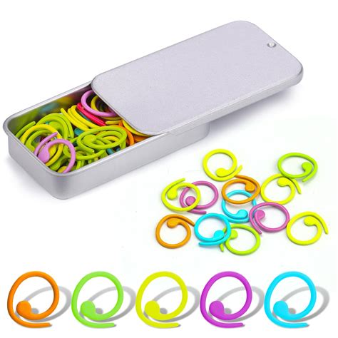 Amazon.com: Metal Stitch Markers, 50Pcs Spiral Metal Colorful Crochet ...