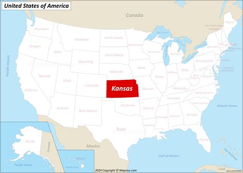 Map of Kansas State, USA - Mapsius.com