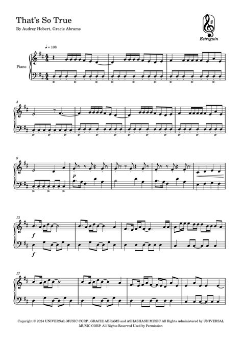 That's So True (arr. Estreguin) by Gracie Abrams Sheet Music for Easy ...
