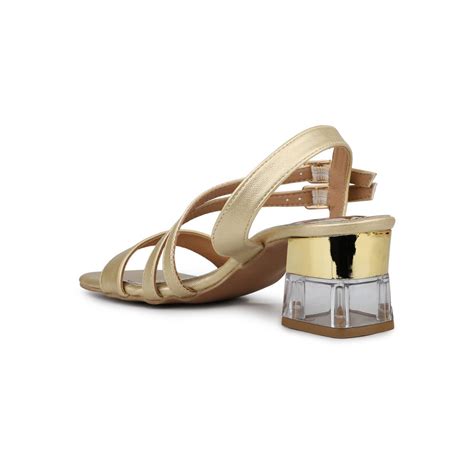 Buy Inc.5 Womens Gold Party Wear Solid Square Heels Online