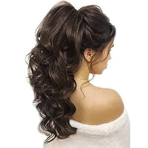 PRAVRAJYA Women Hair Extension 16 Inch Straight-Curls Long Ponytail ...