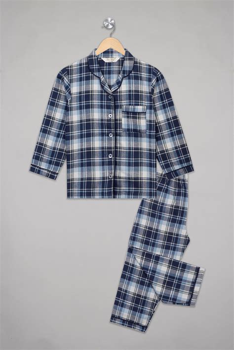 Buy Navy Checks Flannel Pyjama Set For Kids on www.denap.in – De-Nap.in