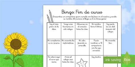Ficha de actividad: Bingo - Fin de curso (teacher made)