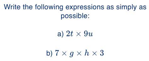 Solved: Write the following expressions as simply as possible: a) 2t ...