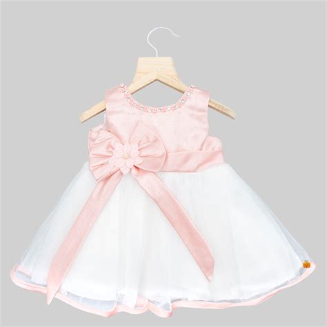 Buy Peach Bow Pattern Baby Frock – Mumkins