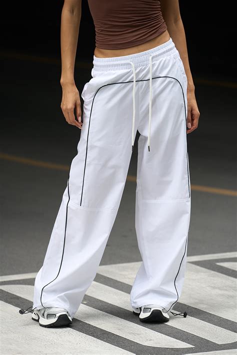 Buy White Sporty Deconstructed Loose Pants | BonkersCorner
