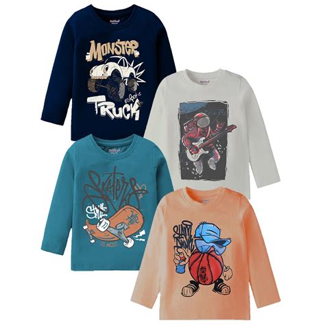 Buy kiddeo Boy's Cotton Fullsleeve T-Shirt (Pack of 4) | KIDDEO