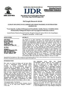Climate influence on oil sardine and Indian mackerel in Southeastern ...