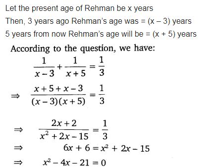 The sum of the reciprocals of Rehman’s ages, (in years) 3 years ago ...