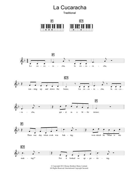 La Cucaracha (The Cockroach) by Xavier Cugat Sheet Music for Piano ...