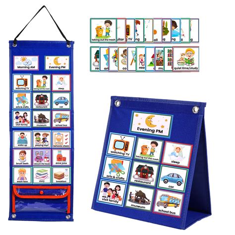 Kids Visual Schedule Calendar With 70pcs Cards Felt Board Daily ...