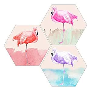 SAF 6mm MDF Hexagon Loving Flamingo Bird Abstract Digital Reprint ...