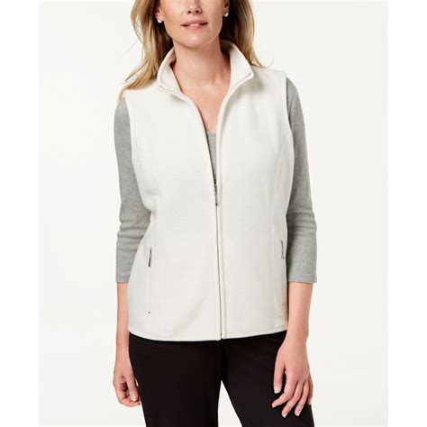 Karen Scott Women's Sport Zip-Up Zeroproof Fleece Vest White Size Large ...