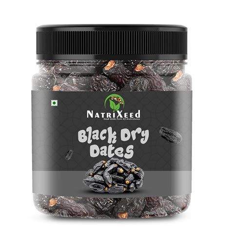 NatriXeed Black Dry Dates 1kg | Sukha Khajoor 1000g | Kali Kharek ...