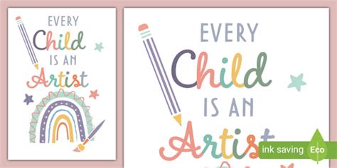 Every Child is an Artist Muted Rainbow Display Poster