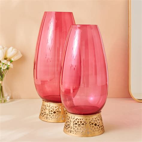 Buy Rylee Glass Vase with Metal Base from Home Centre at just INR 1599.0
