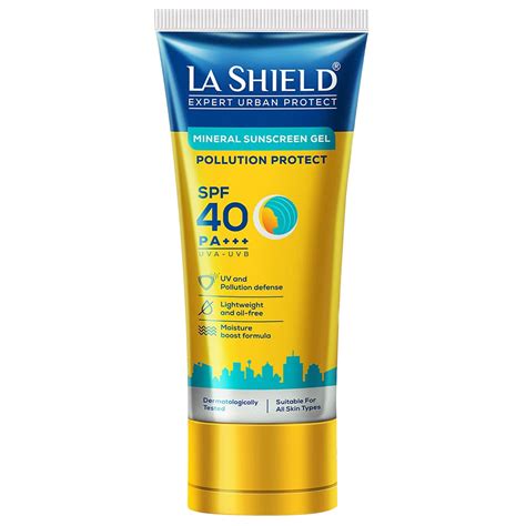 La Shield Pollution Protect Mineral Sunscreen Gel SPF 40, 50gm ...