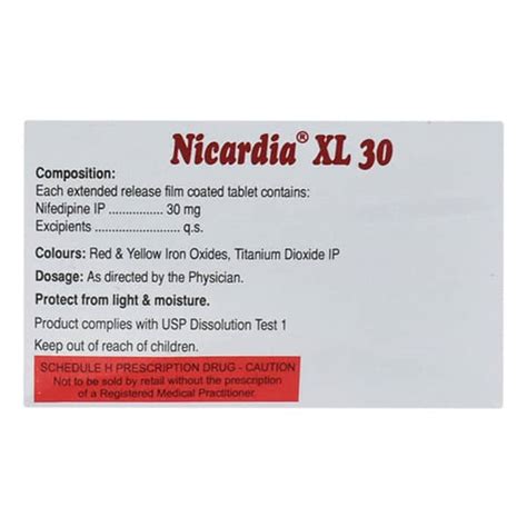 Nicardia Xl 30 MG Tablet (15): Uses, Side Effects, Price & Dosage ...