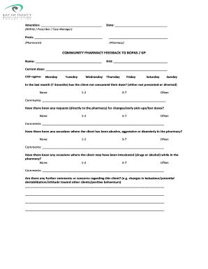 Fillable Online BOPDHB Community Pharmacy Feedback form Fax Email Print ...