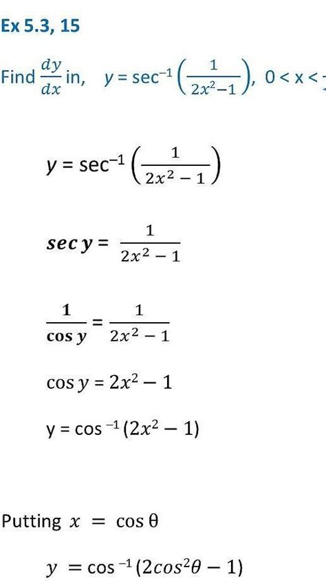 simplify sec^-1(1/2x^2-1 - Brainly.in