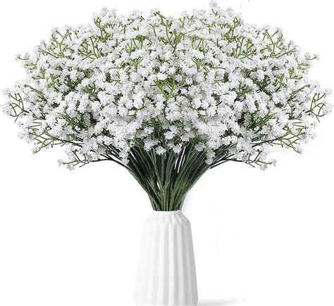 Amazon.com: Lovpower 12pcs Baby's Breath Bouquet Set - Realistic White ...