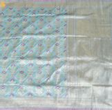 Cornflower Blue Pure Katan Silk Handwoven Banarasi Kadwa Guldasta Sare ...