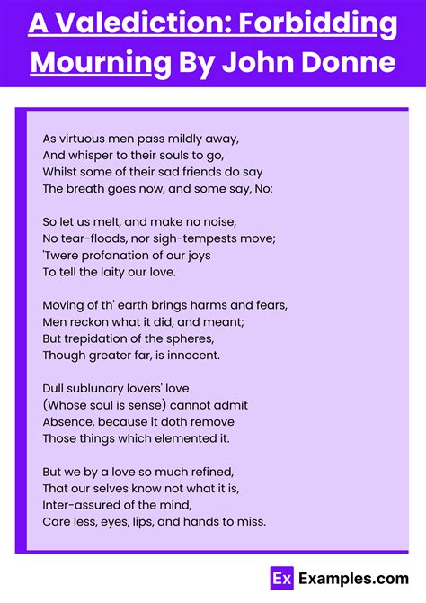 A Valediction: Forbidding Mourning Poem by John Donne to Download