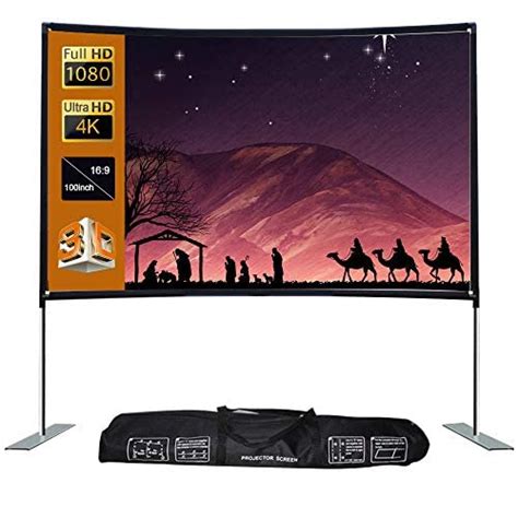 Buy Kiboule HD Projector Screen with Stand 100-inch 16:9 Screen with ...
