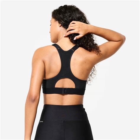 Buy Women High Support Fitness Sports Bra - Black Online | Decathlon