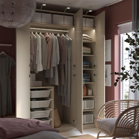 PAX / FORSAND wardrobe, grey-beige/grey-beige, 150x60x236 cm (59x235 ...