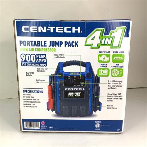 Cen-Tech Portable Power Pack 5 in 1 Jump Start Bank Battery Charger ...