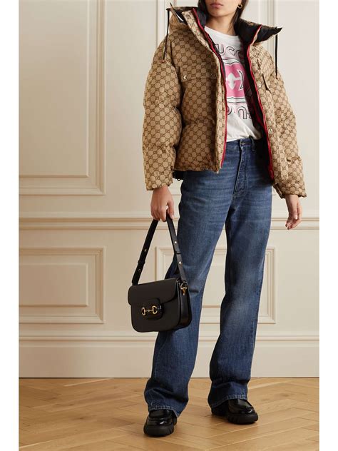 GUCCI Hooded padded cotton-blend logo-jacquard down jacket | NET-A-PORTER