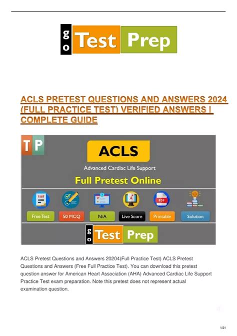 ACLS PRETEST QUESTIONS AND ANSWERS 2024 (FULL PRACTICE TEST) VERIFIED ...