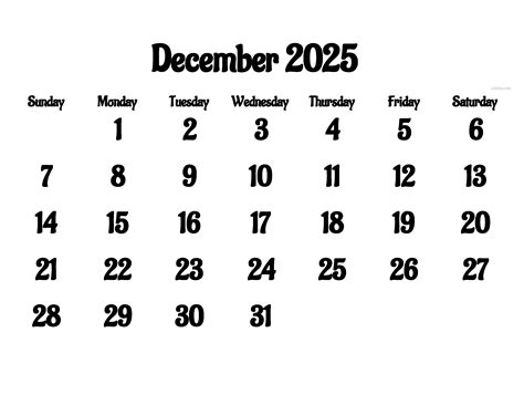 December 2025 Calendar - Free Printable PDF, XLS and PNG | www.colomio.com