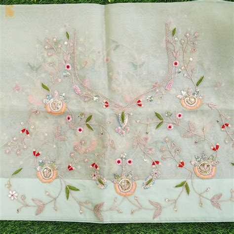 Purple Handwoven Pure Georgette Organza Embroidery Saree – Khinkhwab