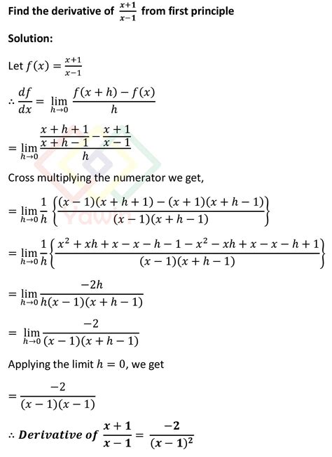 Find the derivative of (x+1)/(x-1) from first principle – Yawin
