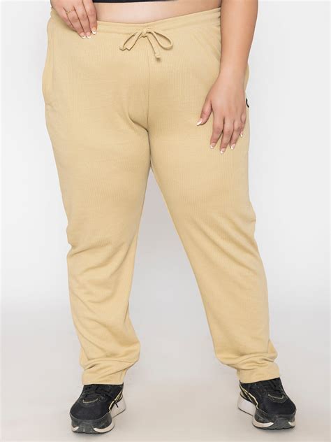 Plus Size Joggers for Women (Cream) | Elasticated Waist | Tittli