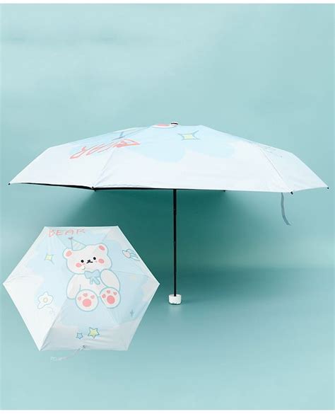 Babyhug Teddy Bear Printed Umbrella - Light Blue