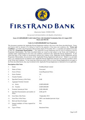 Fillable Online Issue of ZAR50,000,000 Credit Linked Notes with ...