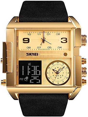 Buy SKMEI Leather Men Square Watch 55 x 51mm, Led Backlight Large ...