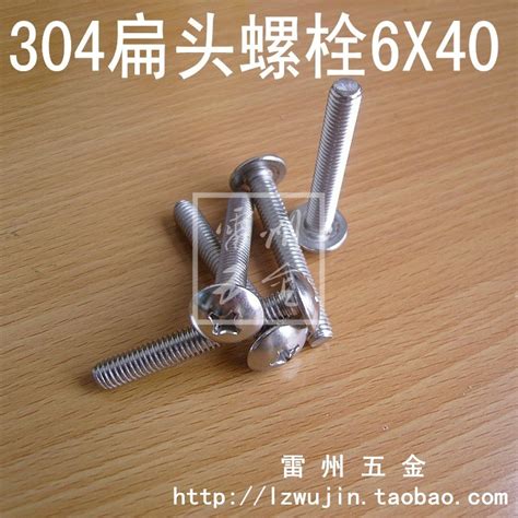 6MM粗细 正宗304不锈钢大扁头机螺丝钉 蘑菇头螺栓 M6*40 (10枚)_tbzhenli