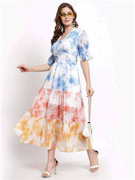Chiffon Colour Blocking Layered Dress