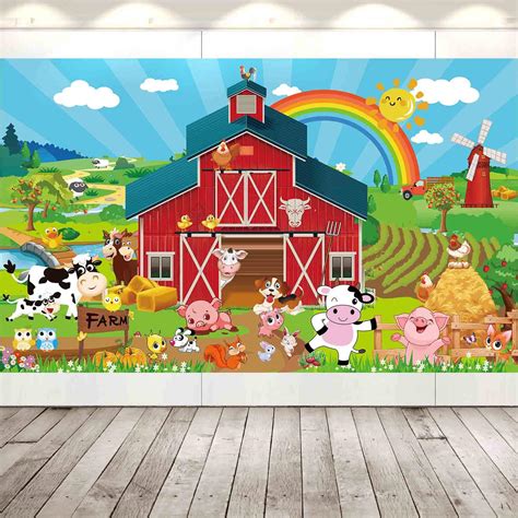Farm animals theme party decorations,farm backdrop for for Grass ...