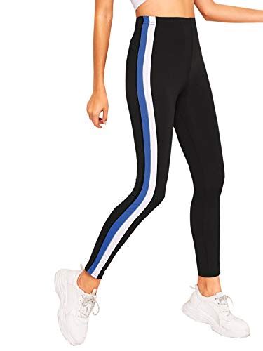 Buy DTR FASHION® Women's Blue White Side Taped High Waisted Elastine ...