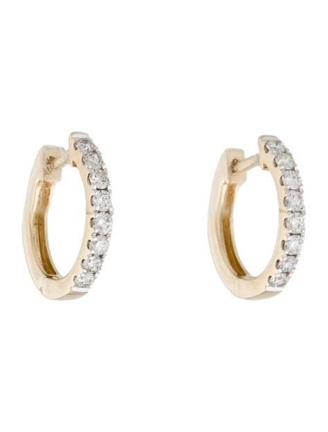 Earrings 14K Diamond Huggie Earrings - 14K Yellow Gold Huggie, Earrings ...