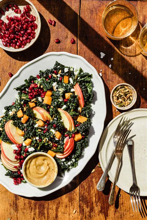 Fall Harvest Salad with Maple Tahini Dressing - Kalejunkie